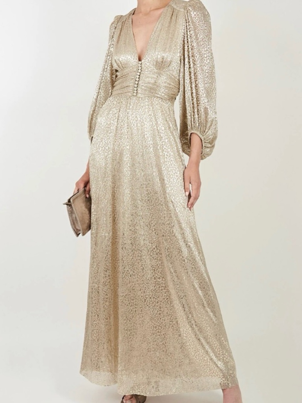 ba&sh Celie Metallic Dress in Gold
